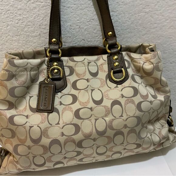 Coach Ashley Signature Handbag Purse Sateen Bag 3-Color Metallic B1271-F20263 - Picture 6 of 14